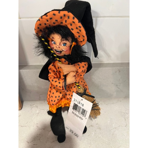 Annalee Dolls Other - Annalee 2018 Spider Witch 9" Girl Orange Doll Broom Hat Halloween w/ Tag - NEW